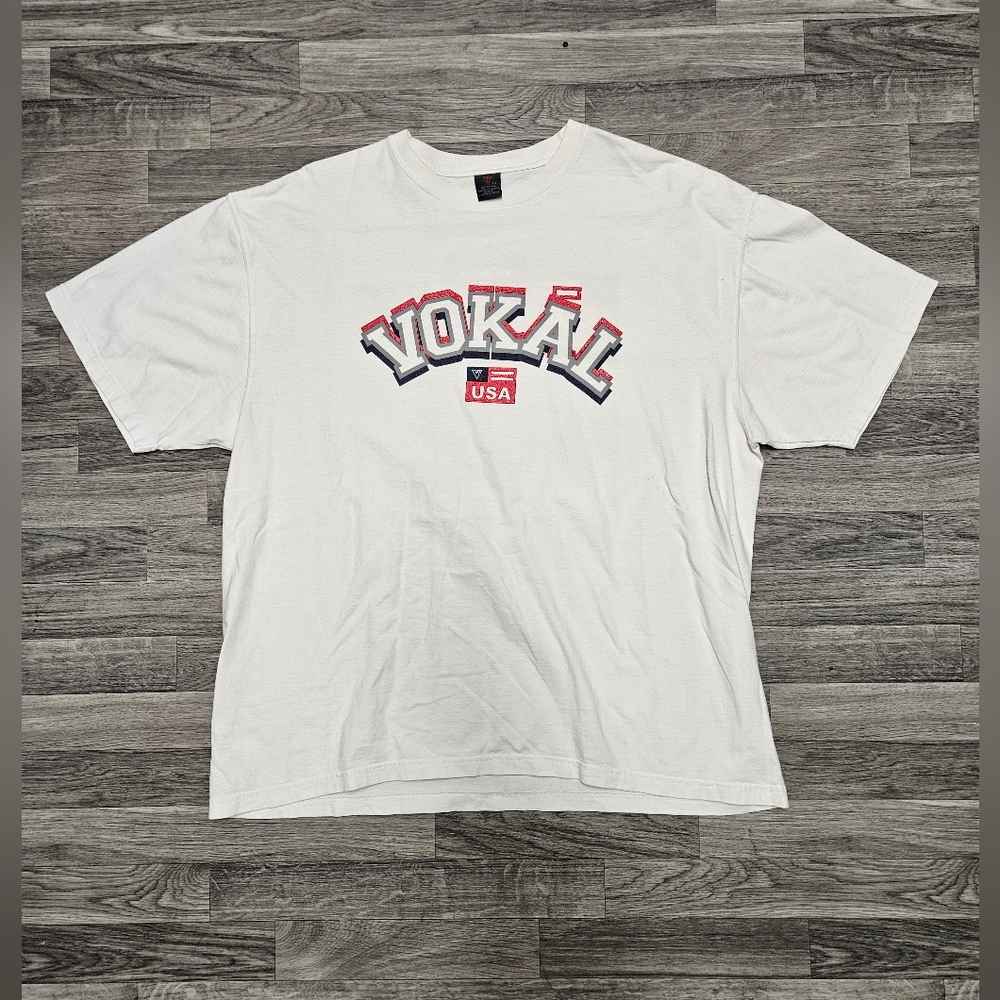 Vintage Y2K VOKAL Nelly USA Sports  White T-Shirt 2XL Hip Hop 2000s Heavyweight